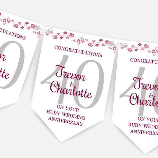 Ruby 40th Wedding Anniversary Bunting - B138
