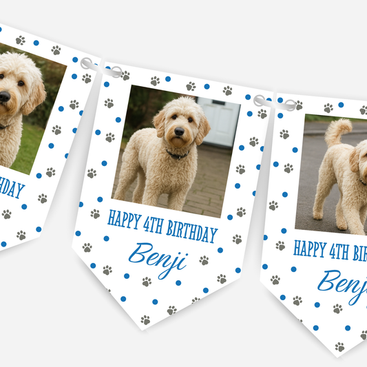 Dog Birthday Photo Bunting In Blue - B212