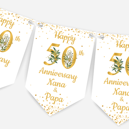 Golden Wedding Anniversary Bunting - B102