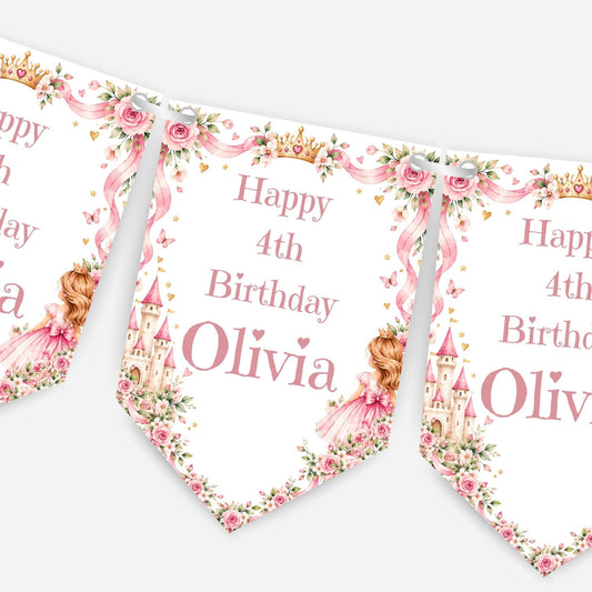 Pretty Pink Princess Birthday Bunting - B348