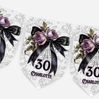 Gothic Black Lace and Bow Bunting - B263