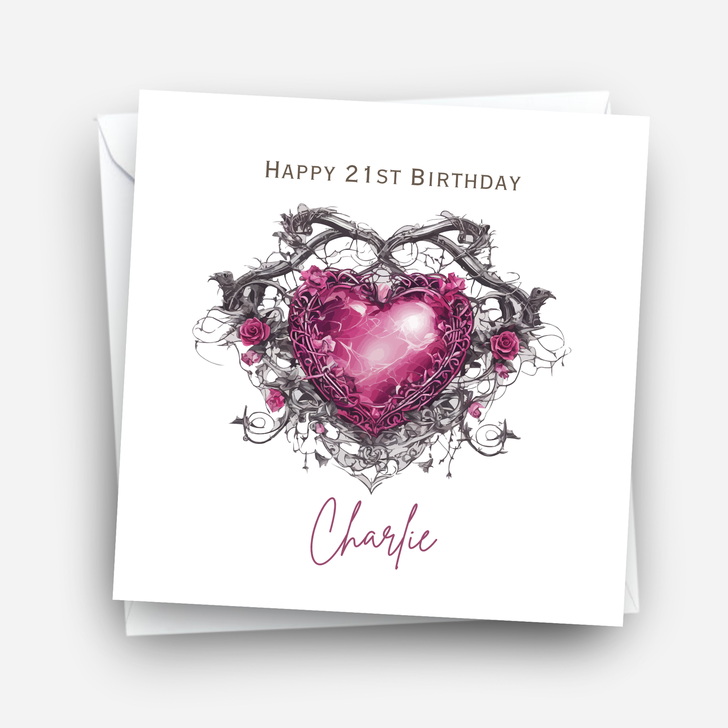 Gothic Style Pink Heart Card - C580