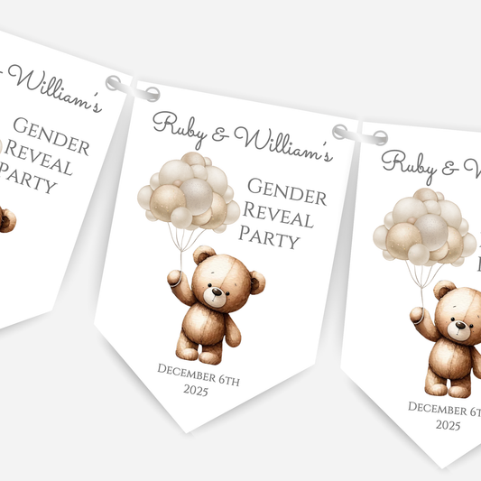 Cute Teddy Bear Gender Reveal Bunting - B148