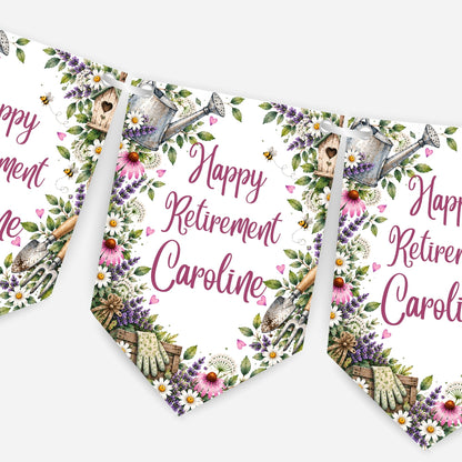 Retirement or any occasion bunting, pretty garden design - B332