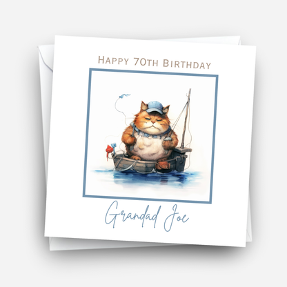 Cat Fishing Birthday Card - C616