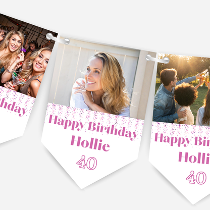Birthday Photo Bunting in Pink - B280