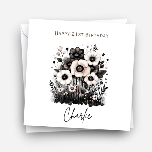 Alternative Dark Flowers Birthday Card - C798