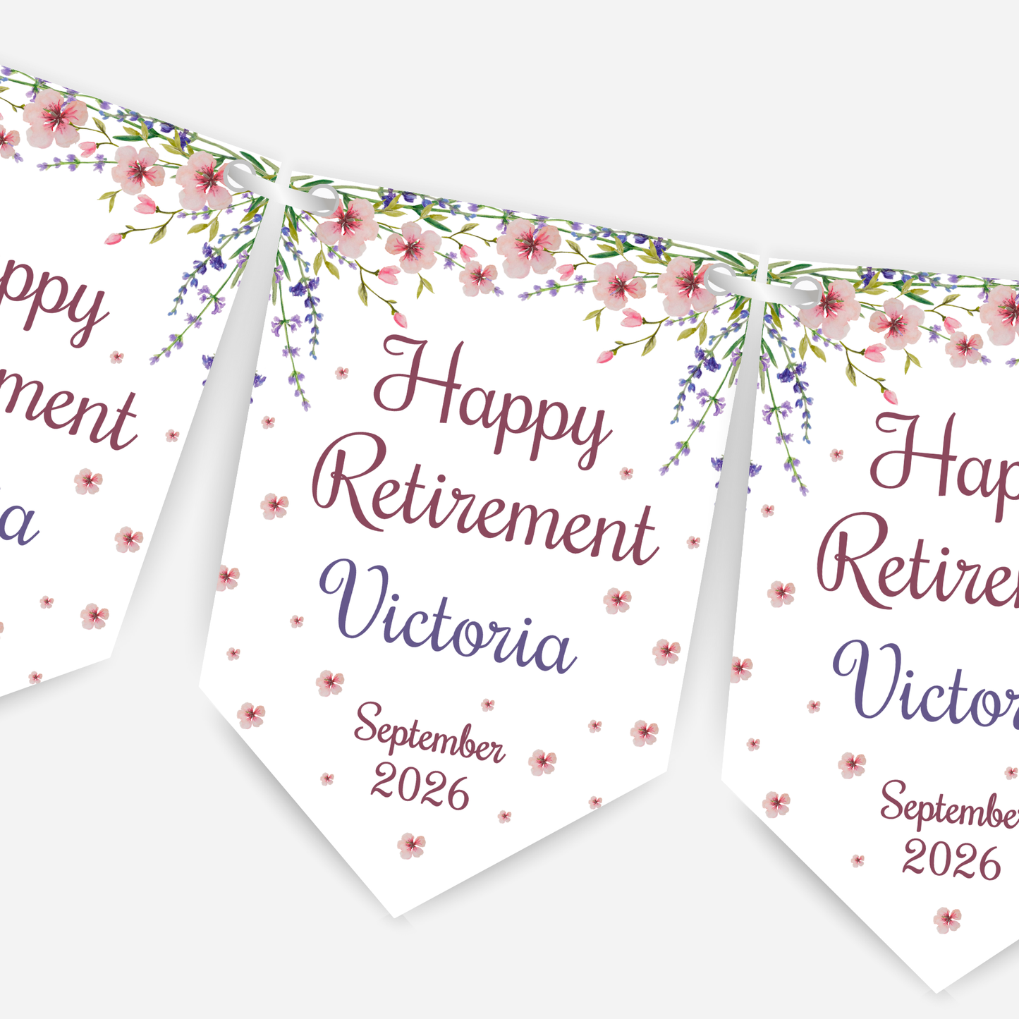 Retirement or any occasion bunting, pretty wildflower design - B300