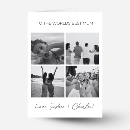 Black and White - Four Photo Birthday Card For Mum - PC16