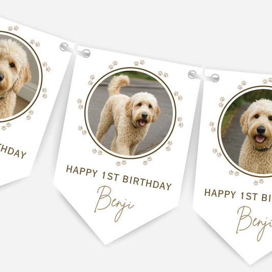 Dog Birthday Photo Bunting In Neutral Colours - B216