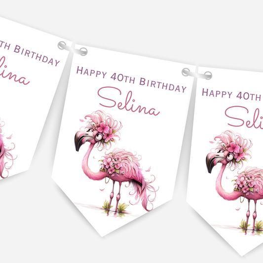 Crazy Pink Flamingo Birthday Bunting - For Any Age – B199