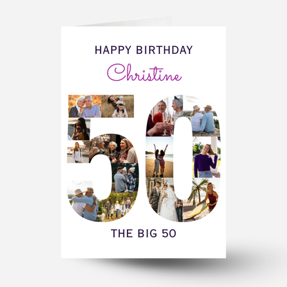 The Big 50 Photo Collage Birthday Card - PC45
