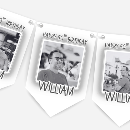Black & White Birthday Photo Bunting - B304