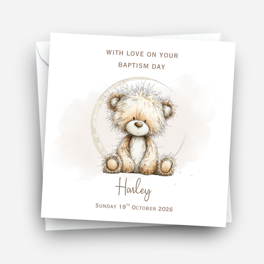 Christening or Baptism Neutral Cute Teddy Design - C852