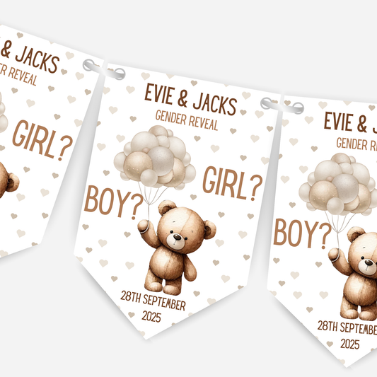 Cute Teddy Gender Reveal Bunting - B135