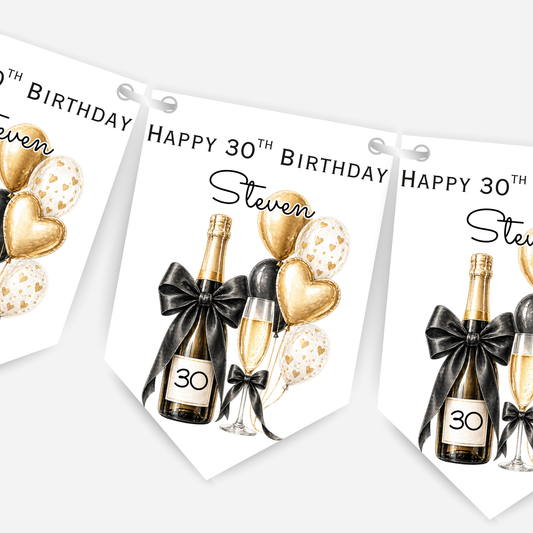 Champagne and Balloons Party Bunting in Five Colours - B296