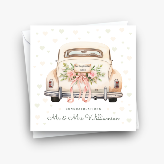 Wedding Car and Balloons Card - C112