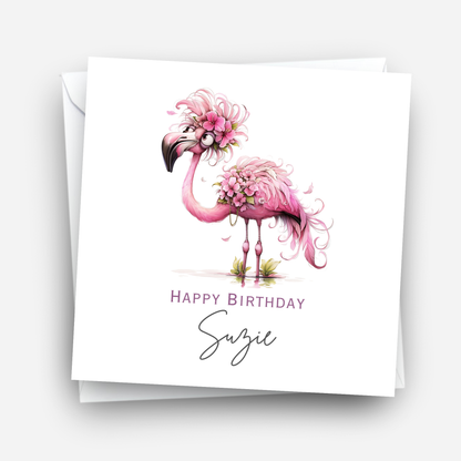 Crazy pink Flamingo Birthday Card - C614