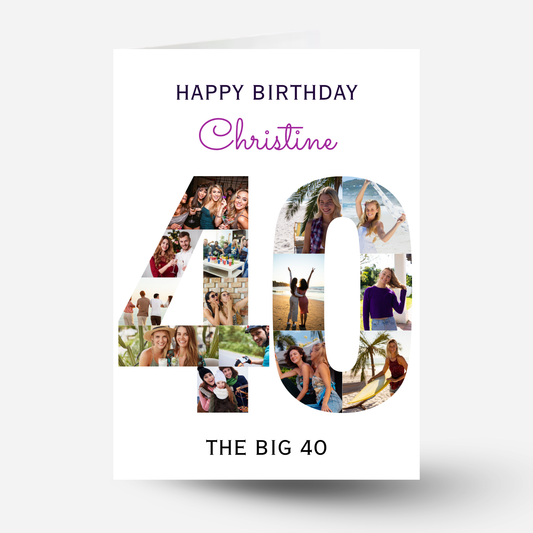 The Big 40 Photo Collage Birthday Card - PC11