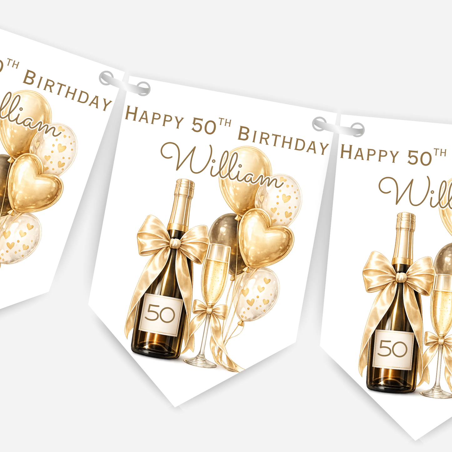 Champagne and Balloons Party Bunting in Five Colours - B296