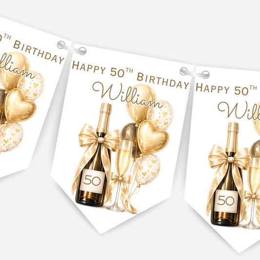 Champagne and Balloons Party Bunting in Five Colours - B296