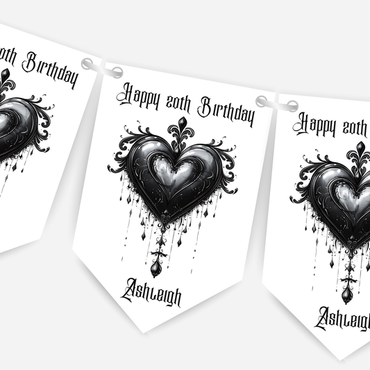 Gothic Style Black Lace Heart Bunting - B214