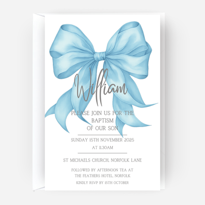 Christening or Baptism Bow Invitation (Pack of 10 ) - P159
