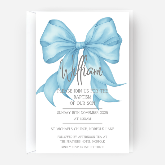 Christening or Baptism Bow Invitation (Pack of 10 ) - P159