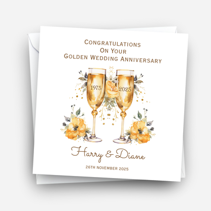 Golden- 50th Wedding Anniversary Card - C683