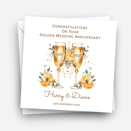 Golden- 50th Wedding Anniversary Card - C683