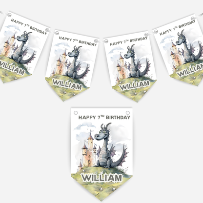 Dragon Birthday Bunting with Castle - B217
