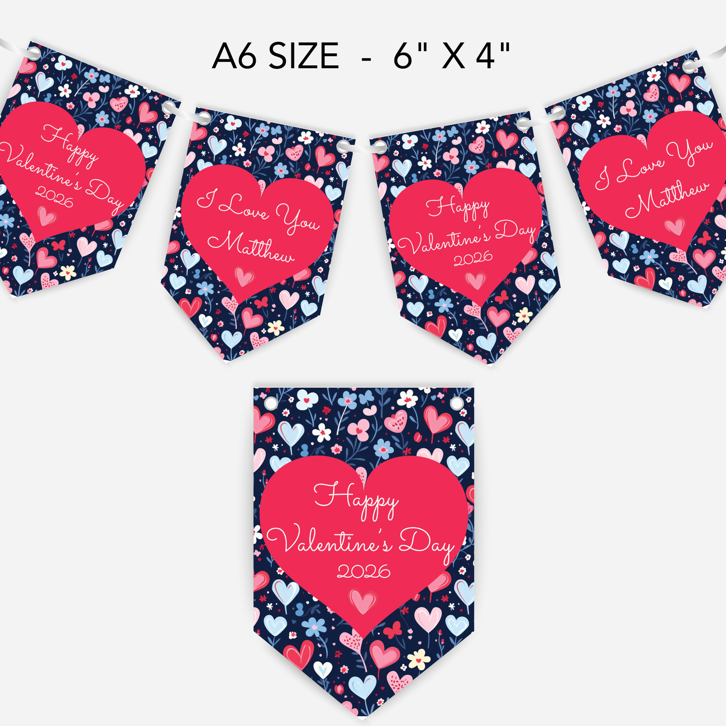 Floral Valentine's Day Bunting - S185V