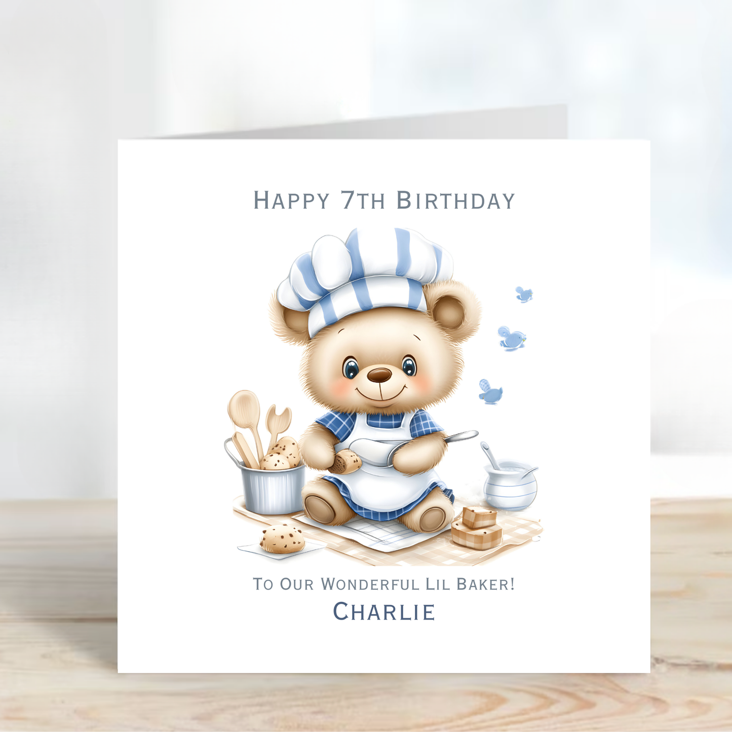 Cute Teddy Baker Birthday Card - C585