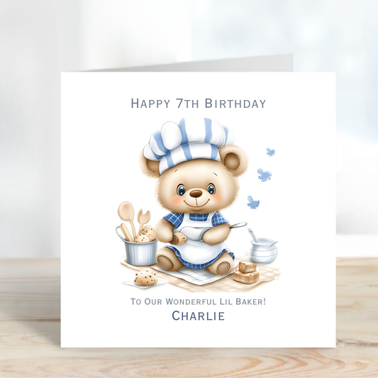 Cute Teddy Baker Birthday Card - C585