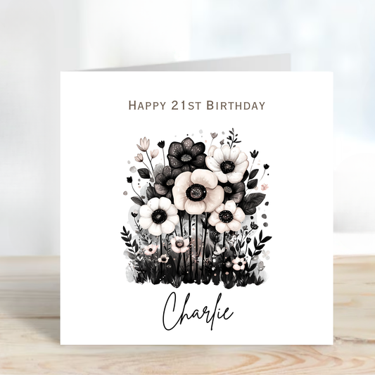 Alternative Dark Flowers Birthday Card - C798