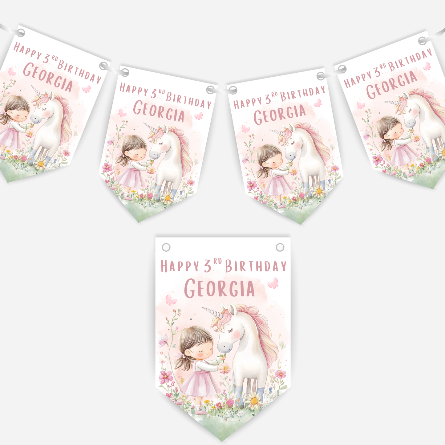 Cute Unicorn and Girl Bunting - B182