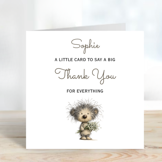 Thank You Card With A Cute Teddy  - C821