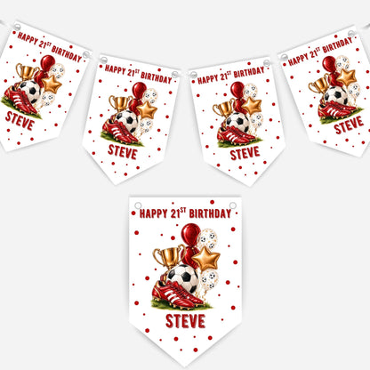 Football Birthday Bunting In Four Colours – Blue-Pink - Black - Red – B325