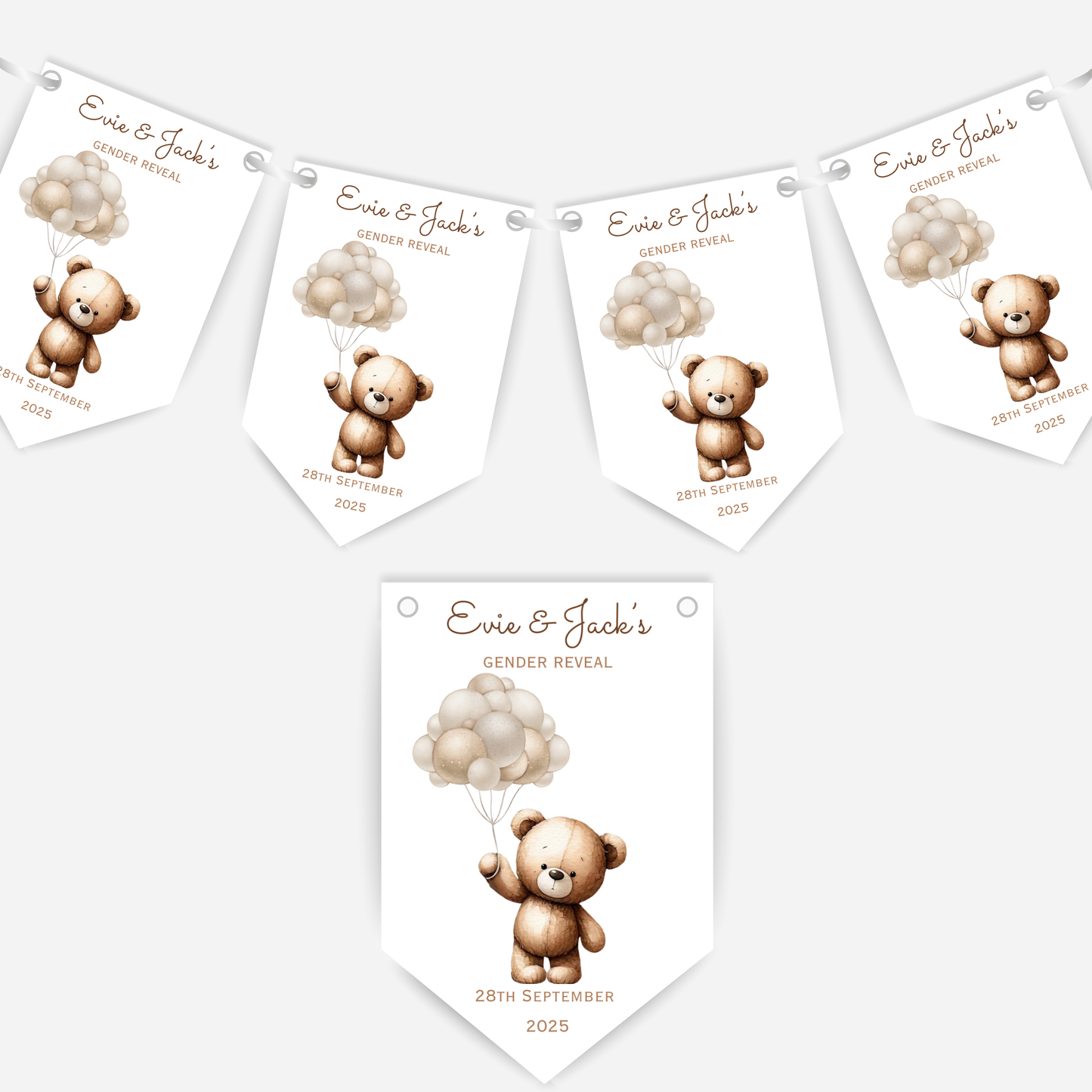 Cute Teddy Gender Reveal Bunting - B135