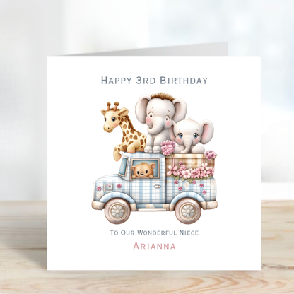 Cute Safari Animal Birthday Card - C556