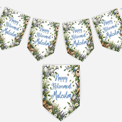 Retirement or any occasion bunting, pretty garden design - B332
