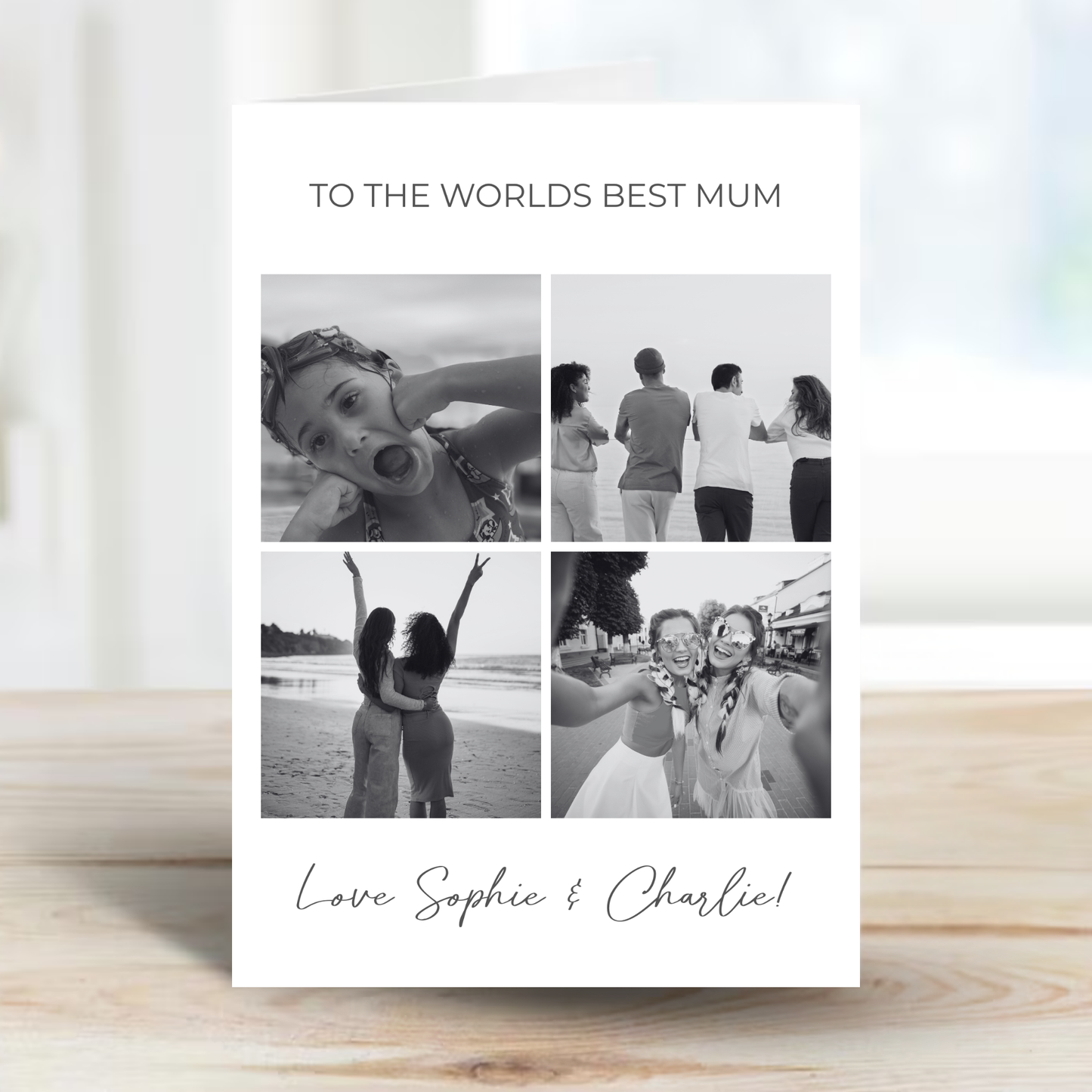 Black and White - Four Photo Birthday Card For Mum - PC16