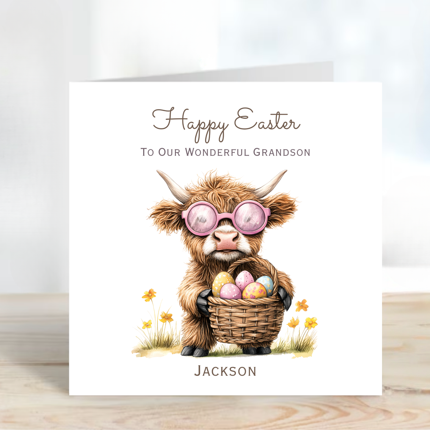 Easter Card With A Cute Highland Cow Design - C842