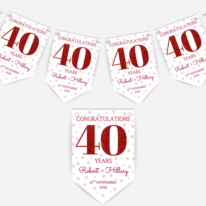 Ruby Wedding Anniversary Bunting - B242
