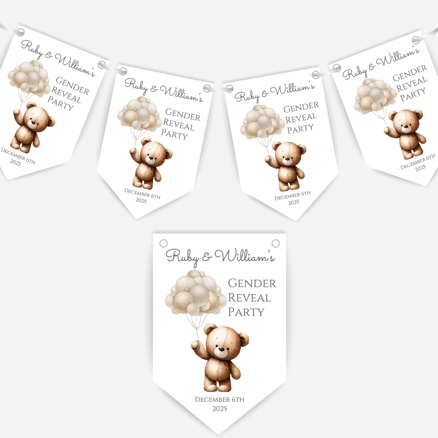 Cute Teddy Bear Gender Reveal Bunting - B148