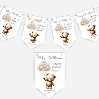 Cute Teddy Bear Gender Reveal Bunting - B148