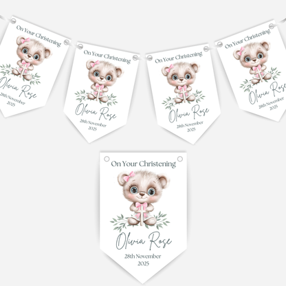 Cute Teddy Christening or Baptism Bunting - B204