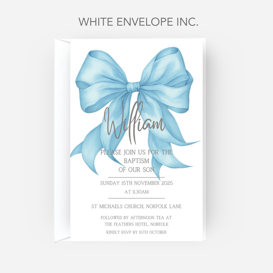 Christening or Baptism Bow Invitation (Pack of 10 ) - P159