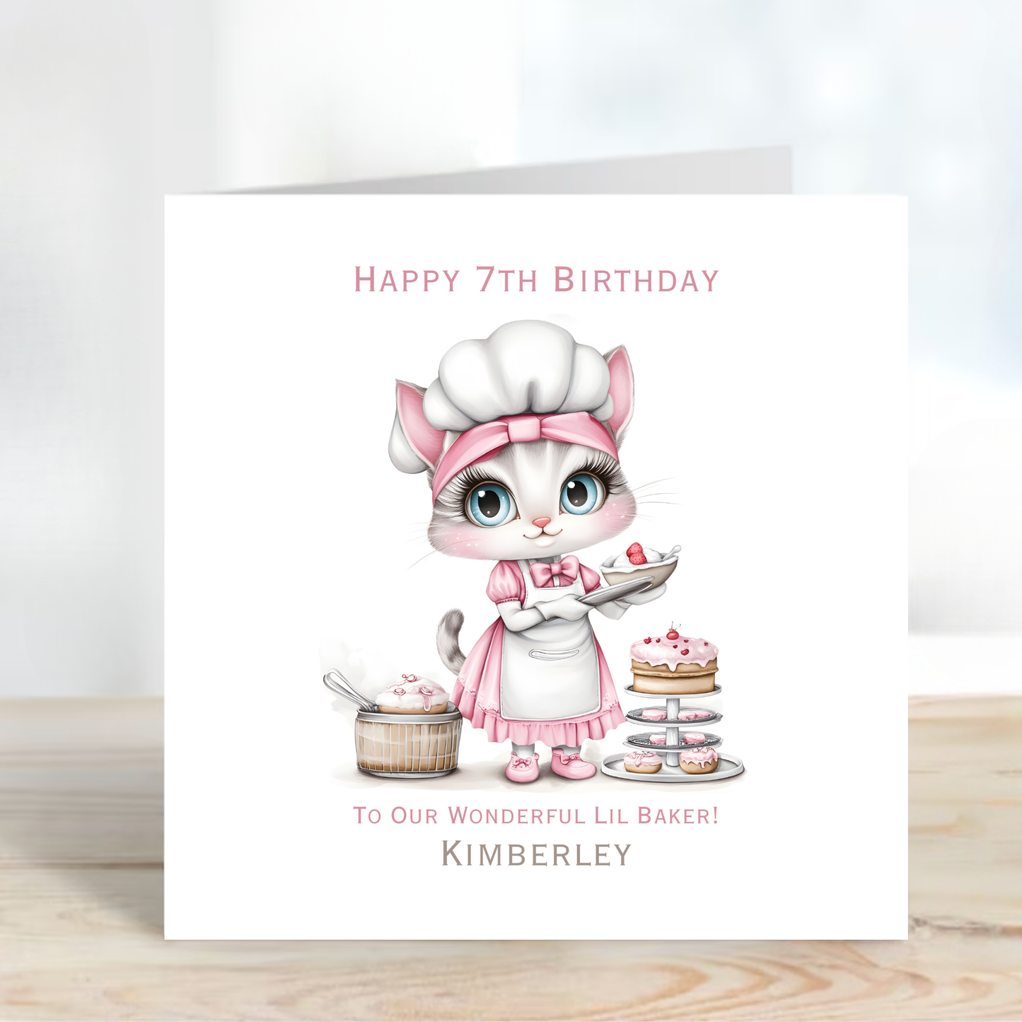 Cute kitten Baker Birthday Card - C586