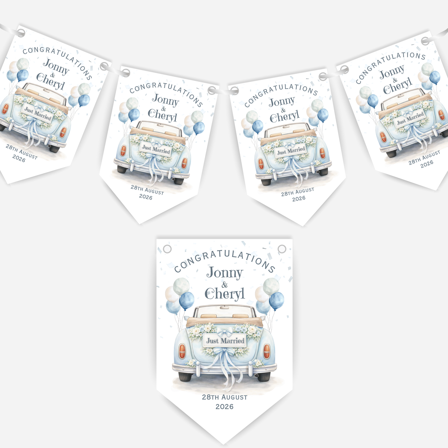 Wedding Car Bunting - B306